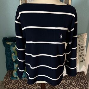 Polo Striped Boatneck Mariner Pocket Tee